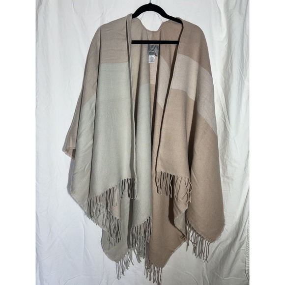 Soia & Kyo Womens Multicolor Colorblock Tassel Open Front Poncho Sweater EUC M6 - Picture 1 of 3